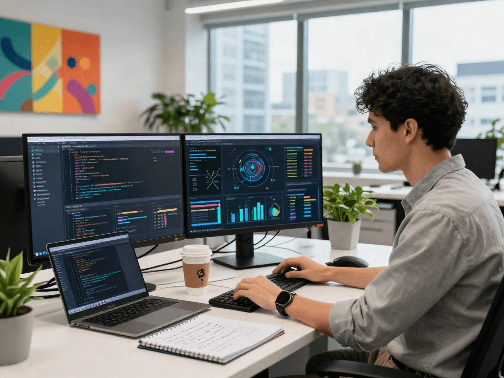 Creative tech workspace using spicy AI to enhance software development.