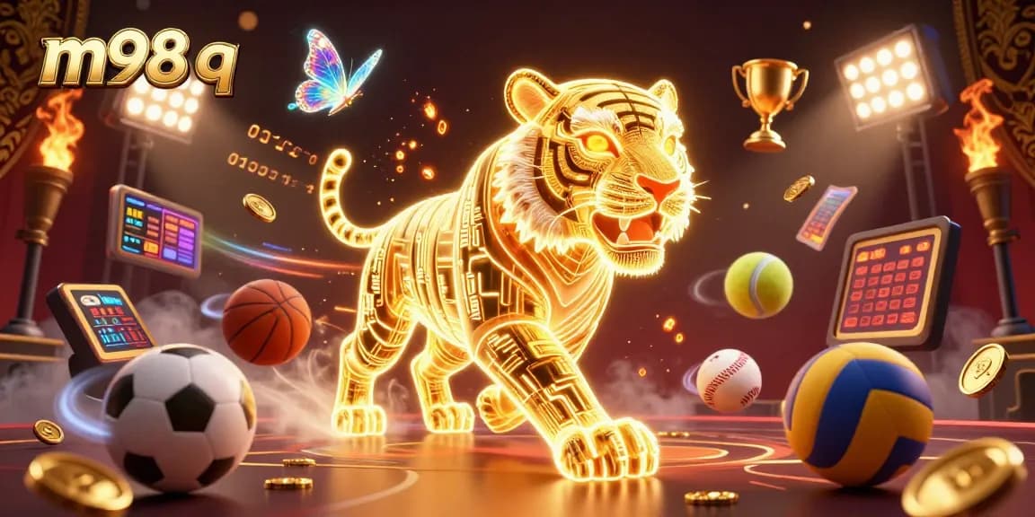 Engage with m98 q in a vibrant casino scene filled with dynamic sports elements and luxury visuals