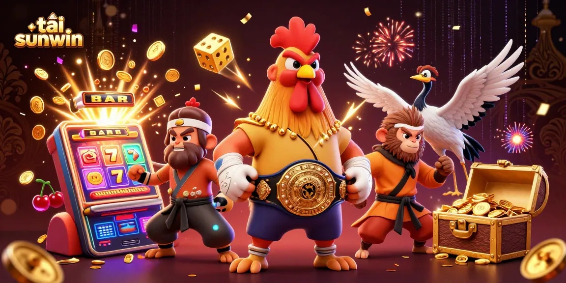 Play and win big at tải sunwin with an exciting 3D casino experience featuring colorful slot machines and dynamic characters.