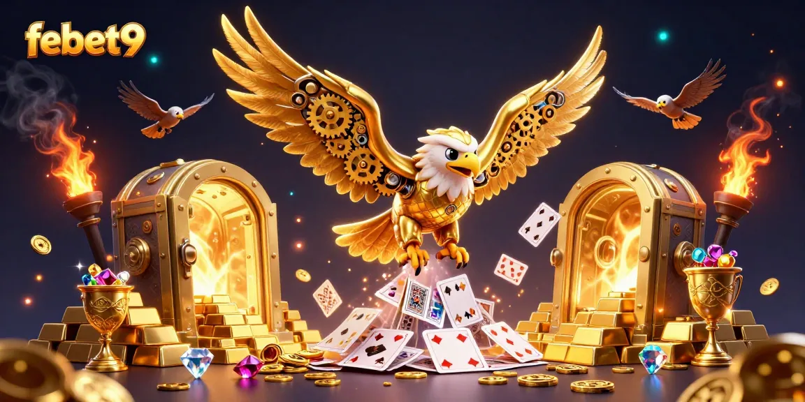 Experience epic wins with a cybernetic golden eagle in a vibrant and rich febet9 casino adventure.