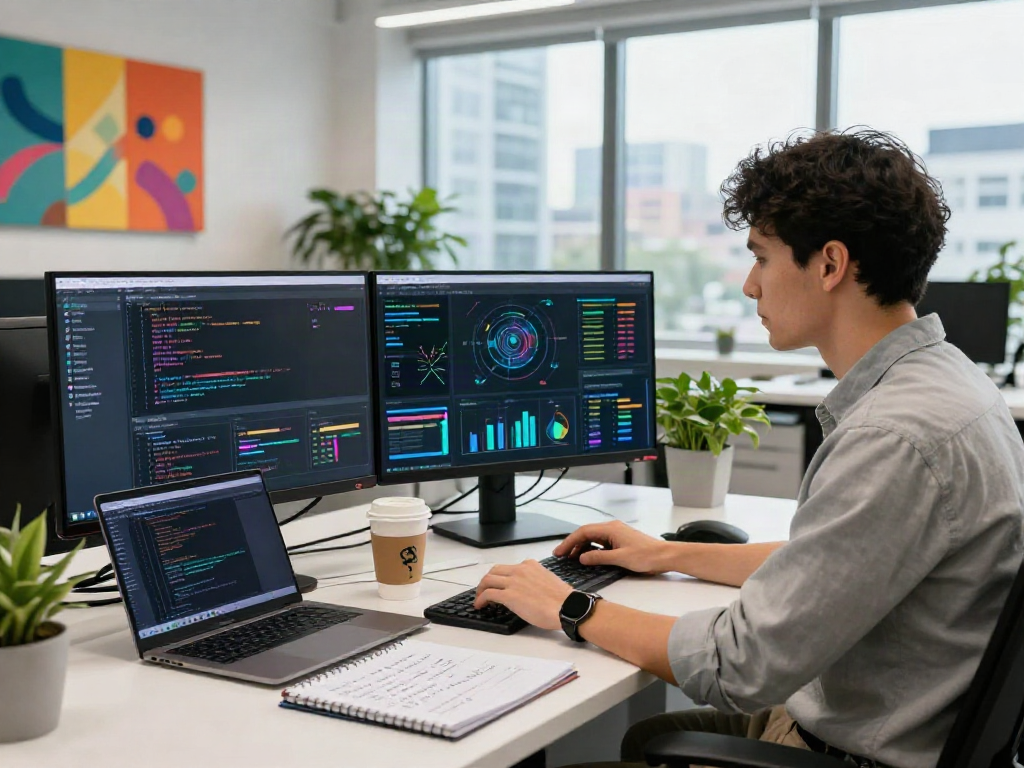 Creative tech workspace using spicy AI to enhance software development.